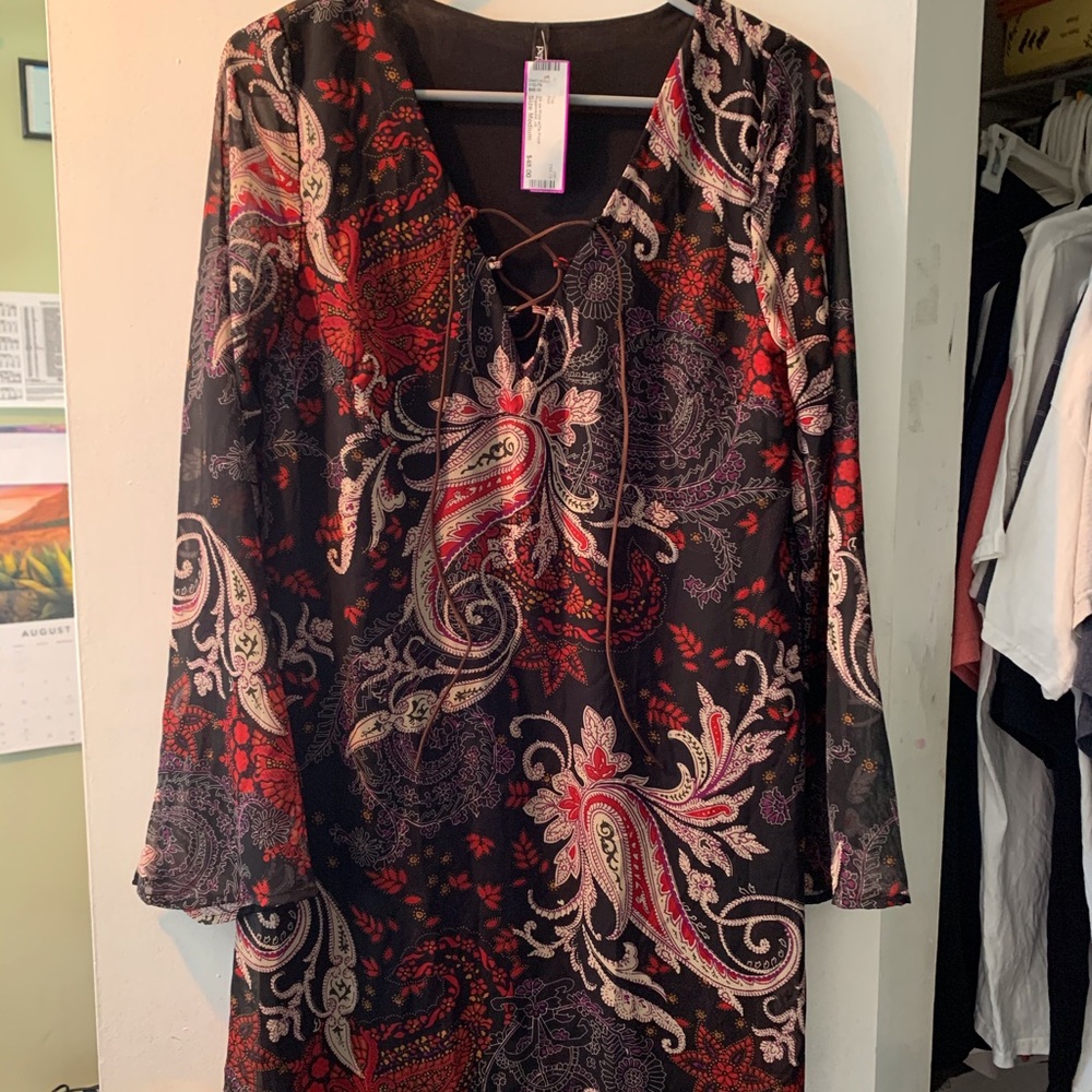 Bohemian Tie- Up V-neck Dress
